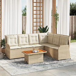 vidaXL Salon de jardin avec coussins 5 pcs beige résine tressée