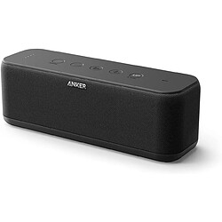 Chrono Enceinte Bluetooth Anker SoundCore Boost, technologie BassUp, étanche IPX7, batterie de 12 heures, portée de 20 m, double haut-parleurs, basses puissantes, égaliseur(Noir) 