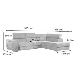 Acheter Courtois Laville Canapé d'angle droit 5 places avec un relaxation tissu marron noix - Kelte