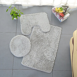 LUUCOZK Tapis de bain antidérapants absorbants à séchage rapide, tapis de décoration de salle de bain-gris-Troisensemble de pièces