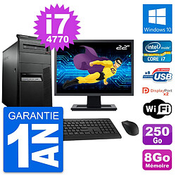 PC Tour Lenovo M93p Ecran 22" Intel i7-4770 RAM 8Go Disque 250Go Windows 10 Wifi · Occasion 