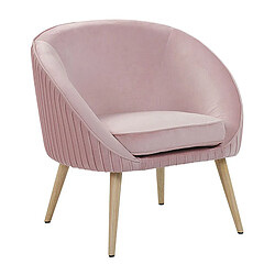 Beliani Fauteuil Velours Rose TROMSO