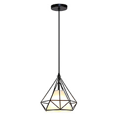 Avis Stoex Lampes de Plafond Abat-Jour Lampe Suspension Lustre Cage en Fer Forme Diamant 20cm avec Douille Eclairage Style Industrielle?E27 Noir