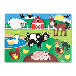 Melissa & Doug - 19050 - Puzzle En Bois À Boutons - Animaux De Ferme - 8 Pièces 