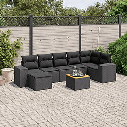 Maison Chic Ensemble Tables et chaises d'extérieur 8 pcs avec coussins,Salon de jardin noir résine tressée -GKD928809