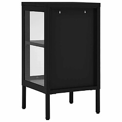 Maison Chic Buffet,Meuble de Rangement,commode pour salon,Cuisine Noir 38x35x70 cm Acier et verre -MN21125 pas cher