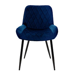 ML-Design Set 4 chaises de salle à manger rembourrées assise dossier bleu foncé velours