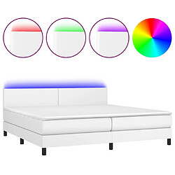 Sommier à lattes et LED,Cadre à lattes de lit avec matelas pour Adulte Blanc 200x200 cm -MN34676