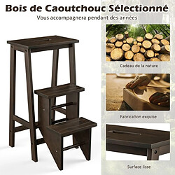 Avis Helloshop26 Tabouret escabeau en bois d'hévéa pliant marchepied 3 marches escabeau multifonctionnel avec marches réversibles marron 20_0005140