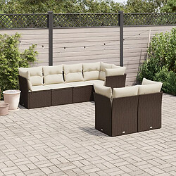 vidaXL Salon de jardin avec coussins 7 pcs marron résine tressée