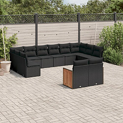 Maison Chic Salon de jardin 12 pcs avec coussins, Ensemble Tables et chaises d'extérieur noir résine tressée -GKD553442