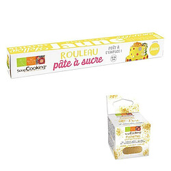 Scrapcooking Pâte à sucre en rouleau Ø 36 cm jaune + paillettes dorées