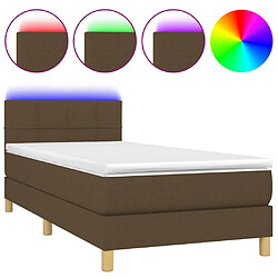 vidaXL Sommier à lattes de lit matelas et LED Marron foncé 100x200cm