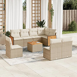 Maison Chic Salon de jardin avec coussins 9 pcs | Ensemble de Table et chaises | Mobilier d'Extérieur beige résine tressée -GKD61679