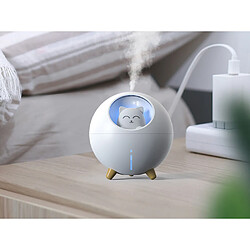 TechKidz Humidificateur Veilleuse pour Enfant Modèle Planet Cat Blanc