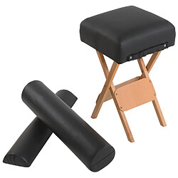 Helloshop26 Kit massage pro tabouret + coussin demi-cylindre + coussin rouleau noir 08_0000468