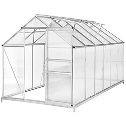 Helloshop26 Serre de jardin jardinage outillage aluminium avec embase 375 x 185 x 195 cm 1608014