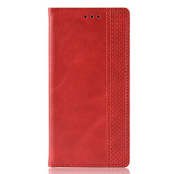 Acheter Etui en PU style vintage auto-absorbé rouge pour votre Samsung Galaxy J6 Plus