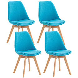 Decoshop26 Lot de 4 chaises de salle à manger cuisine bureau style scandinave en tissu bleu turquoise pieds en bois CDS10086 