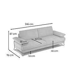 Acheter Courtois Laville Canapé droit XXL 3 places tissu gris foncé - LORI