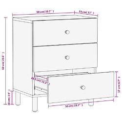 vidaXL Table de chevet noir 50x33x60 cm bois de manguier massif pas cher