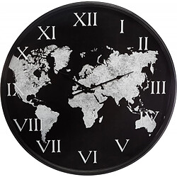 Atmosphera, Createur D'Interieur Horloge "Monde" noire, métal Diamètre 57 cm Atmosphera