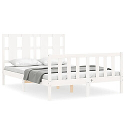 Maison Chic Cadre/structure de lit avec tête de lit pour adulte - Lit Moderne Chambre blanc 140x200 cm bois massif -MN73641