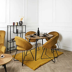 The Home Deco Factory Fauteuil rond en velours cotelé Giulia jaune.