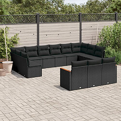 Maison Chic Salon de jardin avec coussins 13 pcs, Ensemble Tables et chaises de jardin, noir résine tressée -GKD495939