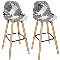 Toilinux Lot de 2 Tabourets de bar - Beige et Gris