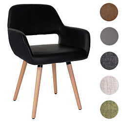 Mendler Chaise de salle à manger Altena II, fauteuil, design rétro des années 50 ~ similicuir, noir