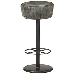 vidaXL Tabouret de bar Gris Cuir véritable 