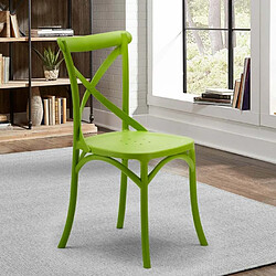 Ahd Amazing Home Design Chaise de cuisine et restaurant en polypropylène Vintage Paesana Cross design, Couleur: Vert