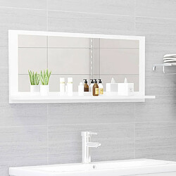 vidaXL Miroir de salle de bain Blanc brillant Bois d’ingénierie