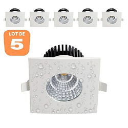 HOROZ ELECTRIC Lot de 5 spots LED étanches IP65 6W carré