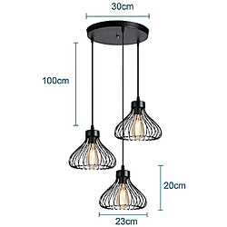 Stoex Plafonnier Vintage À 3 Lumières Suspension Lustre Industrielle Noire Simple Lustre Rétro Créatif Pour La Décoration Intérieure pas cher