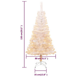 vidaXL Sapin de Noël artificiel pointes iridescentes Blanc 150 cm PVC pas cher