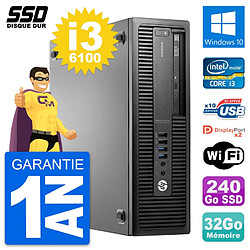 PC HP EliteDesk 800 G2 SFF Intel Core i3-6100 RAM 32Go SSD 240Go Windows 10 Wifi · Occasion 