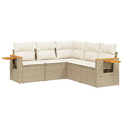 vidaXL Salon de jardin avec coussins 5 pcs beige résine tressée