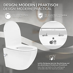 Avis LuxeBath Toilette suspendu blanc sans rebord nano-revêtement+fonction bidet salle de bain