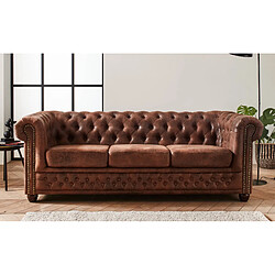 Lisa Design Winston - Canapé 3 places Chesterfield - style industriel