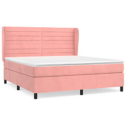 vidaXL Sommier à lattes de lit avec matelas Rose 160x200 cm Velours