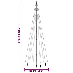 vidaXL Sapin de Noël avec piquet 1134 LED Bleues 800 cm pas cher