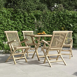 Maison Chic Lot de 4 Chaises de jardin,Fauteuil d'extérieur pliantes gris 56x61x89 cm bois de teck -MN33572