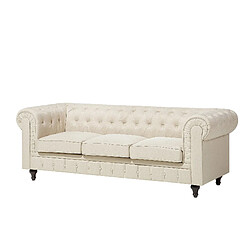 Beliani Canapé en tissu beige 3 places CHESTERFIELD pas cher