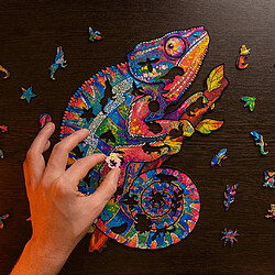 Avis UNIDRAGON Puzzle bois 314 pcs Iridescent Chameleon Très grand 31x41 cm