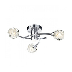 Luminaire Center Plafonnier Seattle chrome satiné et verre moulé 3 ampoules