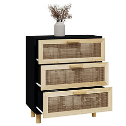 Avis Maison Chic Commode Buffet - Meuble de rangement Noir 60x30x70 cm Bois de pin massif et rotin naturel -GKD89153