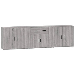 Maison Chic Lot de 3 Commode Buffet - Meuble de rangements Sonoma gris Bois d'ingénierie -GKD57696