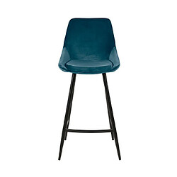 Mes Lot de 2 chaises de bar H75 cm en velours bleu - ORMOY